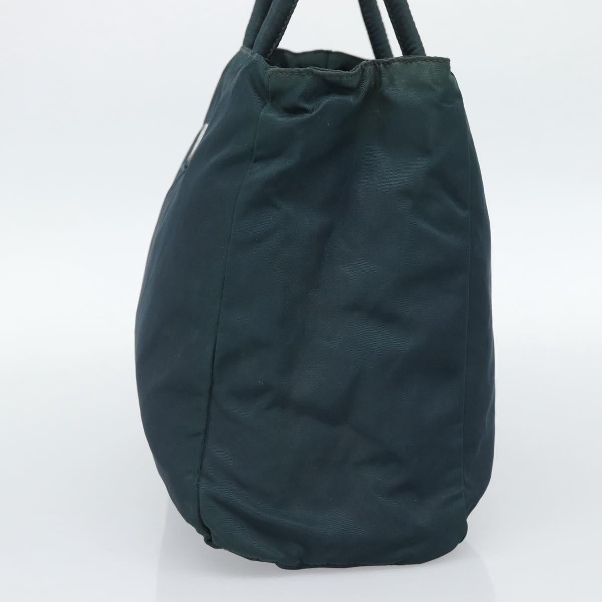 PRADA Hand Bag Nylon Green Silver Auth 188780