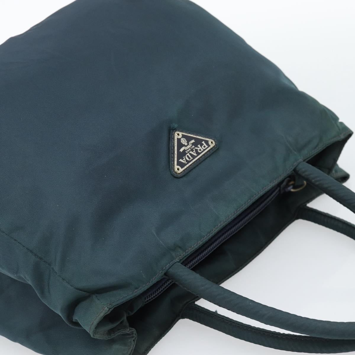 PRADA Hand Bag Nylon Green Silver Auth 188780