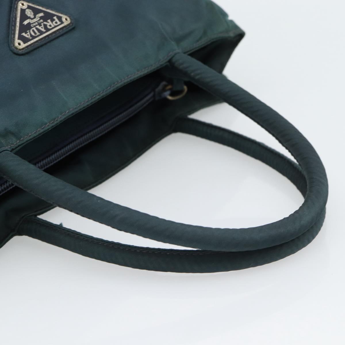 PRADA Hand Bag Nylon Green Silver Auth 188780