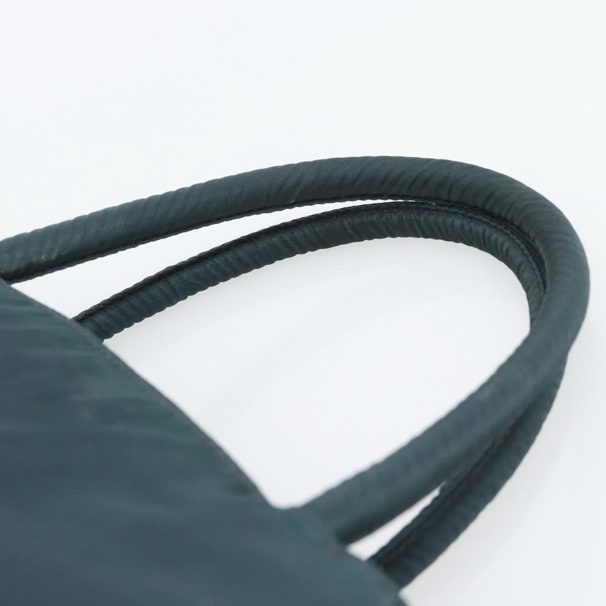 PRADA Hand Bag Nylon Green Silver Auth 188780