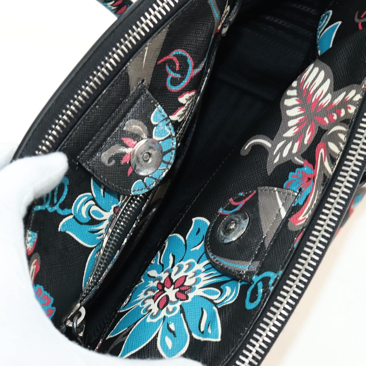 PRADA Hand Bag Safiano Leather 2way Multicolor Silver Auth 188781M