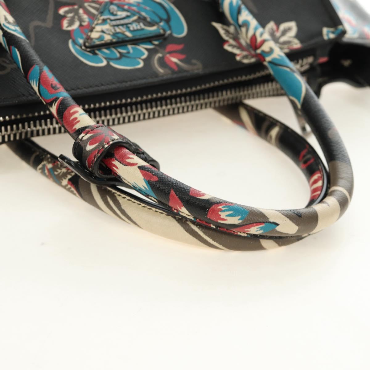 PRADA Hand Bag Safiano Leather 2way Multicolor Silver Auth 188781M