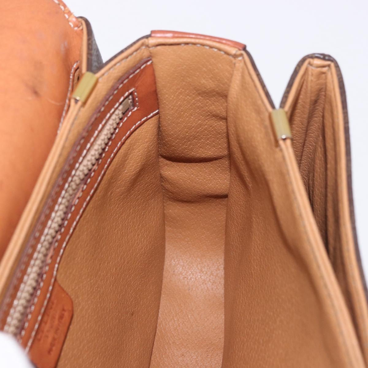 CELINE Macadam Canvas Shoulder Bag PVC Leather Brown Gold Auth 188782