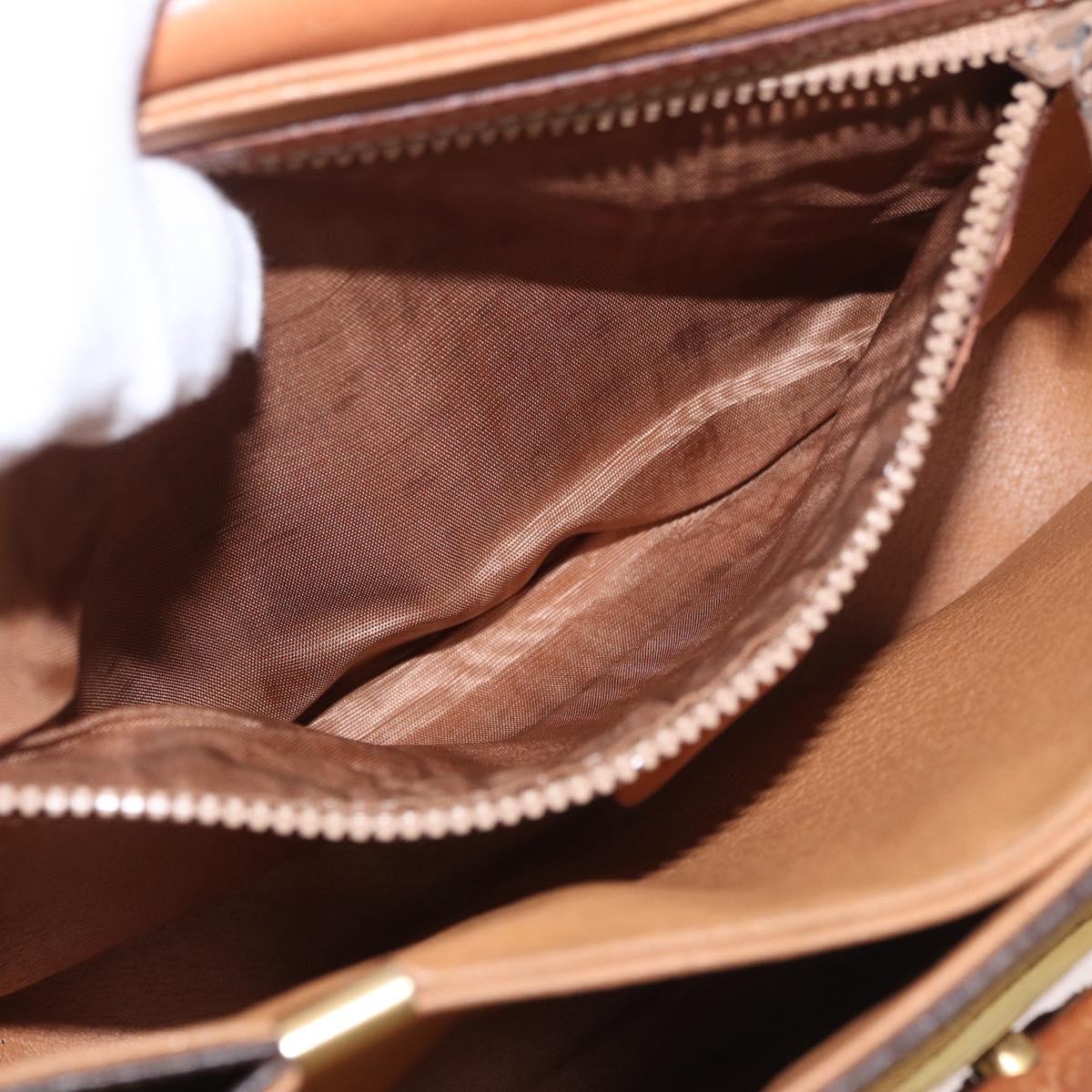 CELINE Macadam Canvas Shoulder Bag PVC Leather Brown Gold Auth 188782
