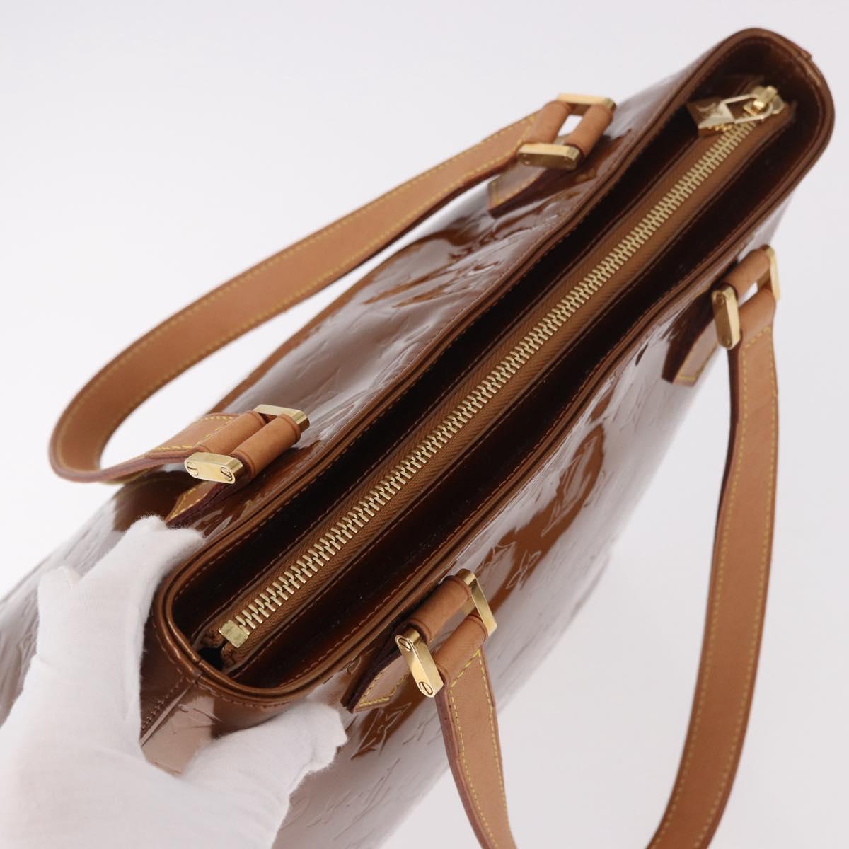 LOUIS VUITTON Monogram Vernis Houston Hand Bag Bronze M91122 LV Auth 188786A