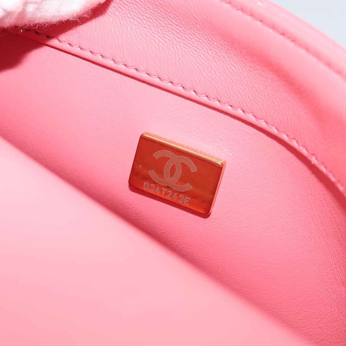 CHANEL Matelasse Chain Shoulder Bag Lamb Skin Pink Gold CC Auth 188796SM