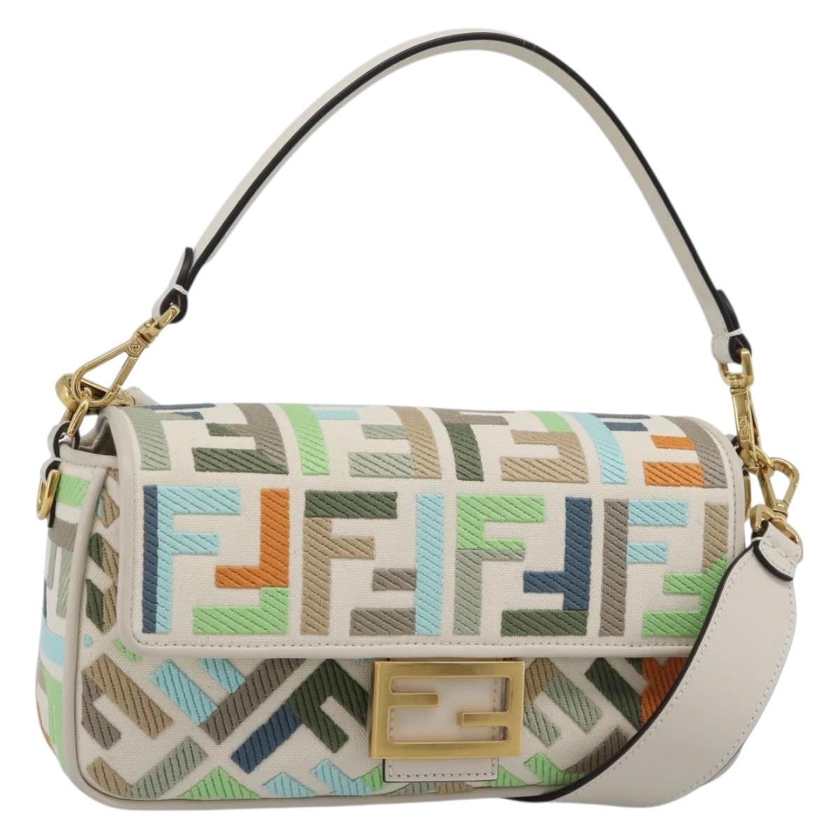 FENDI Zucca Canvas Mamma Baguette Bag 2way Multicolor Gold Auth 188798SM