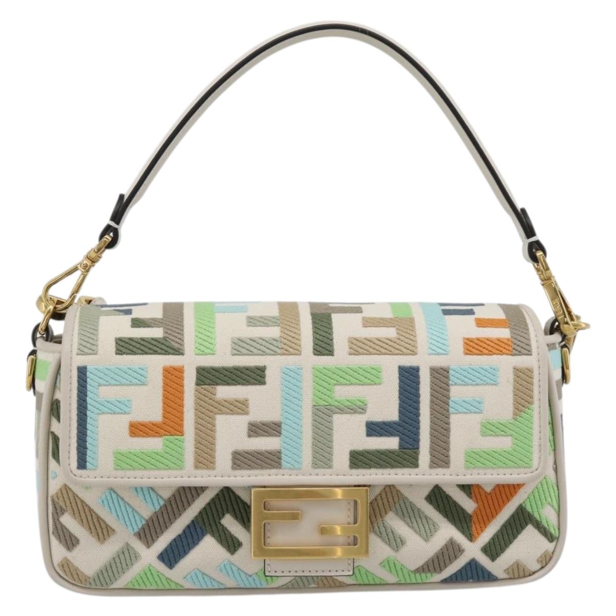 FENDI Zucca Canvas Mamma Baguette Bag 2way Multicolor Gold Auth 188798SM