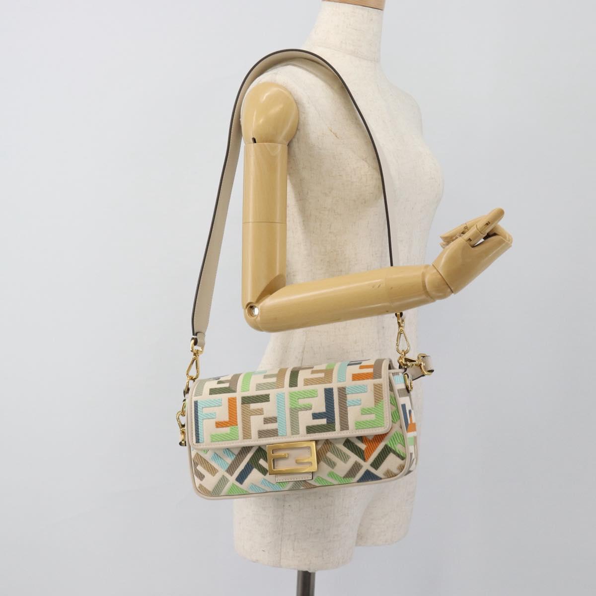 FENDI Zucca Canvas Mamma Baguette Bag 2way Multicolor Gold Auth 188798SM