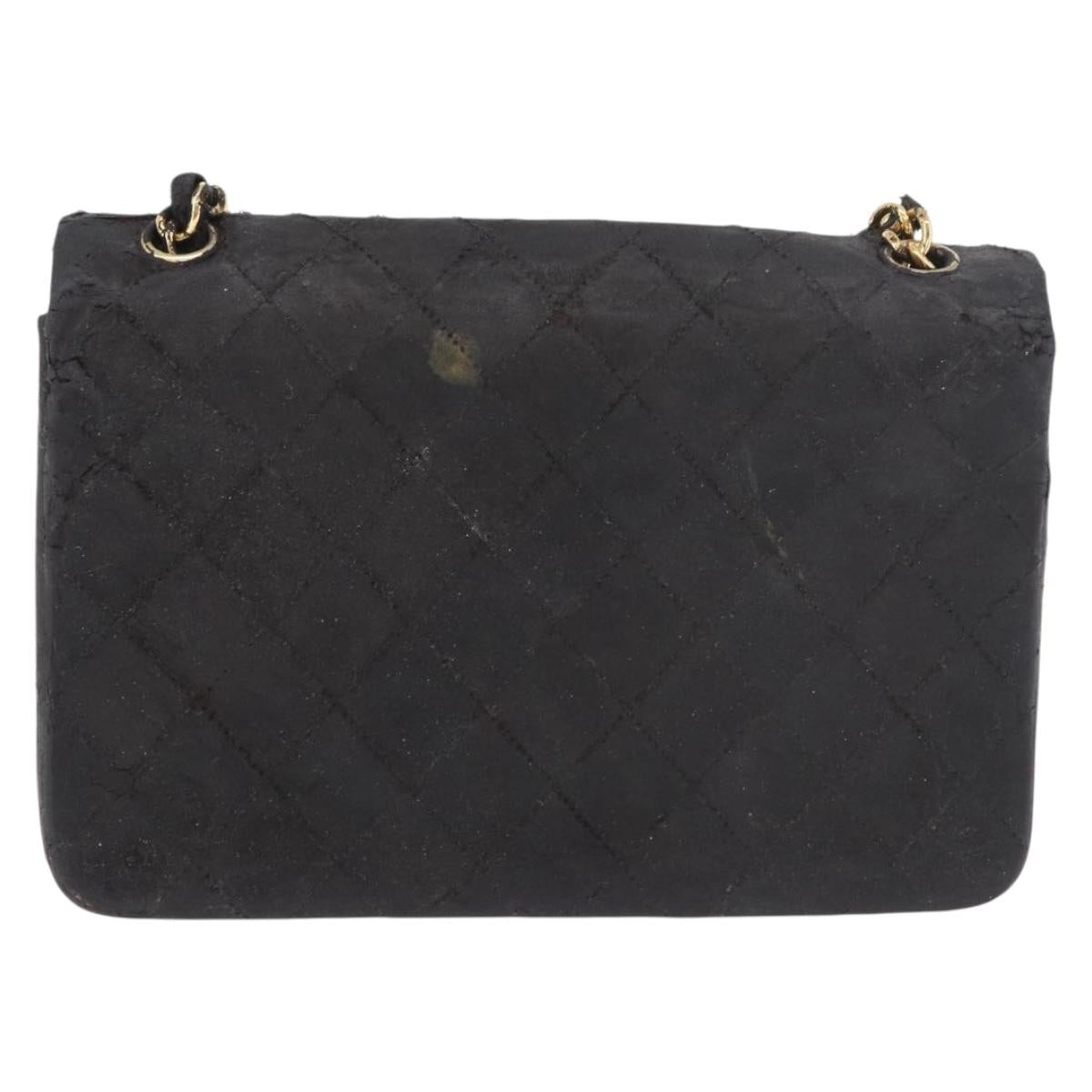 CHANEL Matelasse Chain Shoulder Bag Leather Black Gold CC Auth 188806