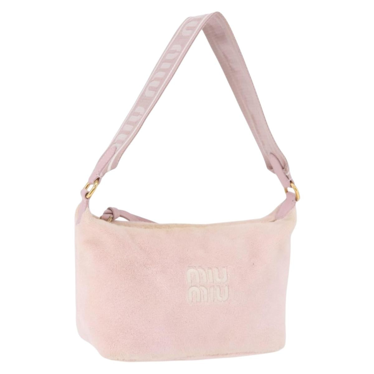 Miu Miu Hand Pouch Pile Pink Gold Auth 188807A