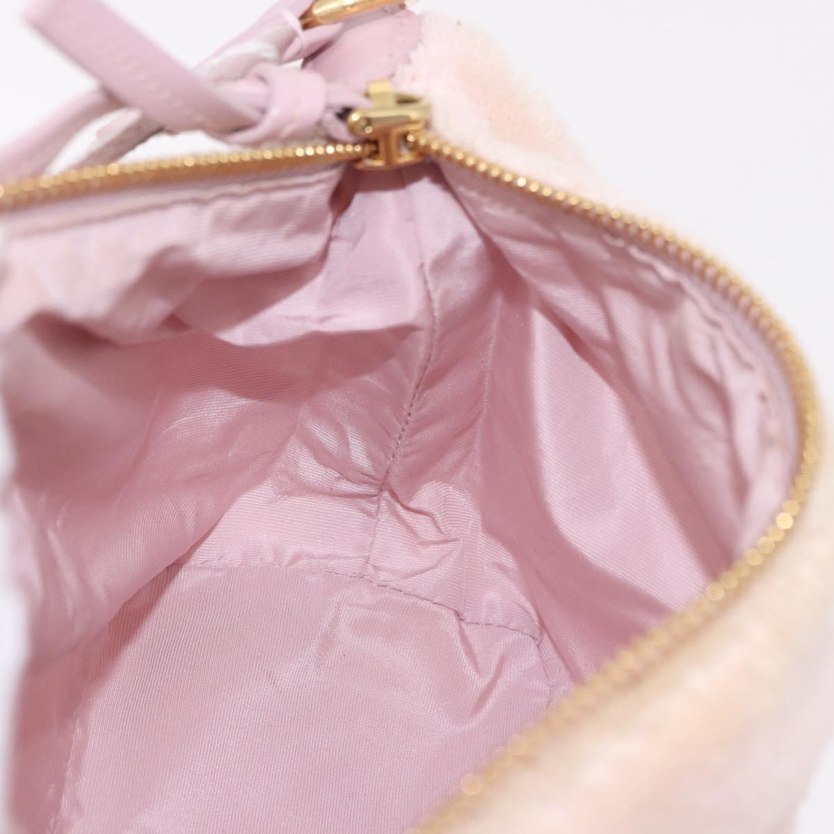 Miu Miu Hand Pouch Pile Pink Gold Auth 188807A