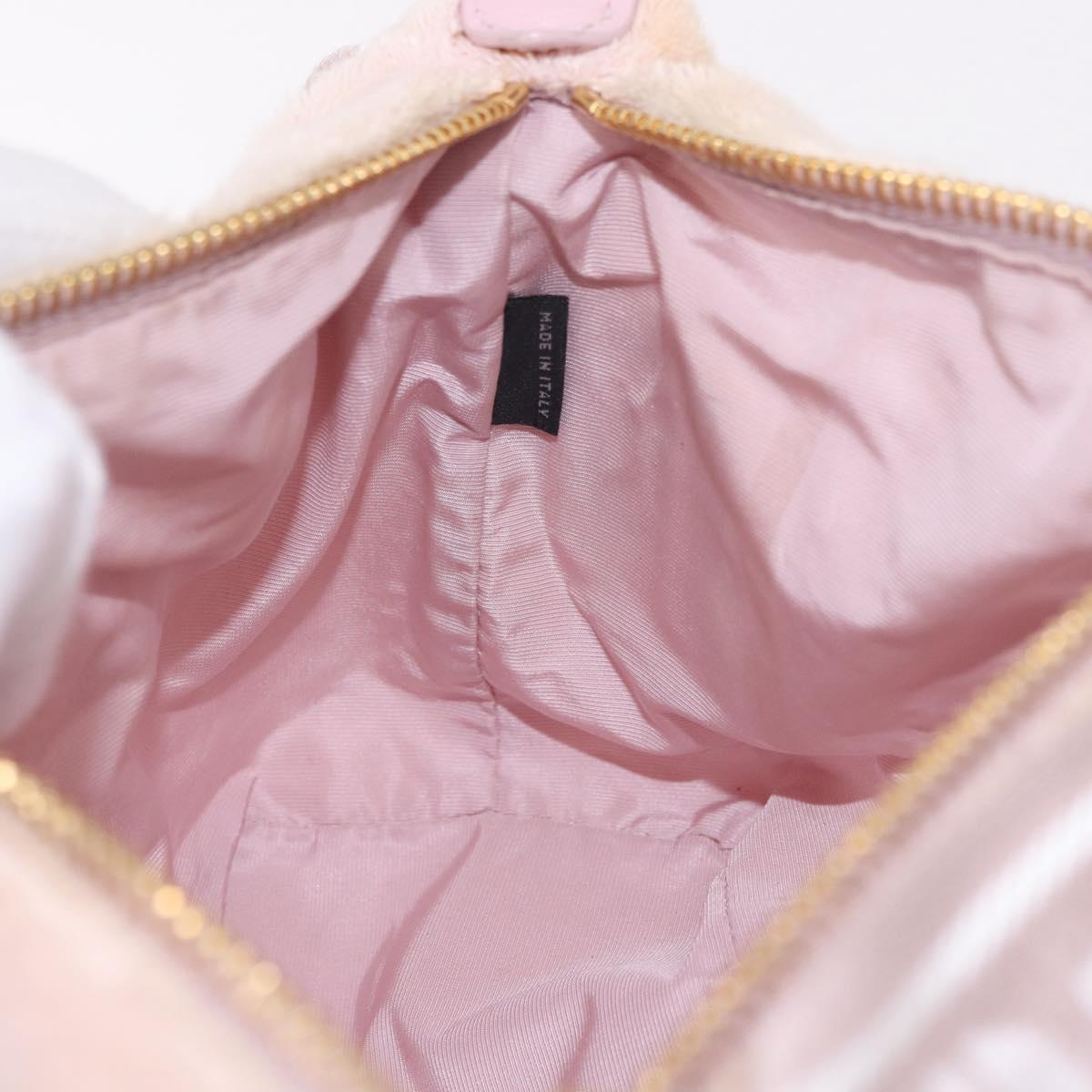 Miu Miu Hand Pouch Pile Pink Gold Auth 188807A