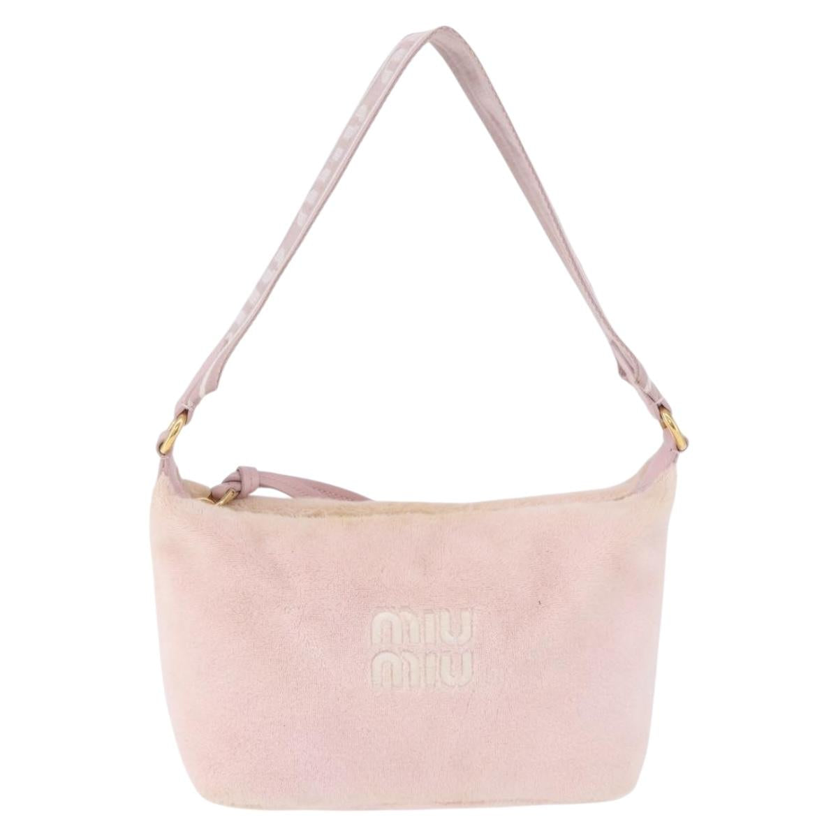 Miu Miu Hand Pouch Pile Pink Gold Auth 188807A