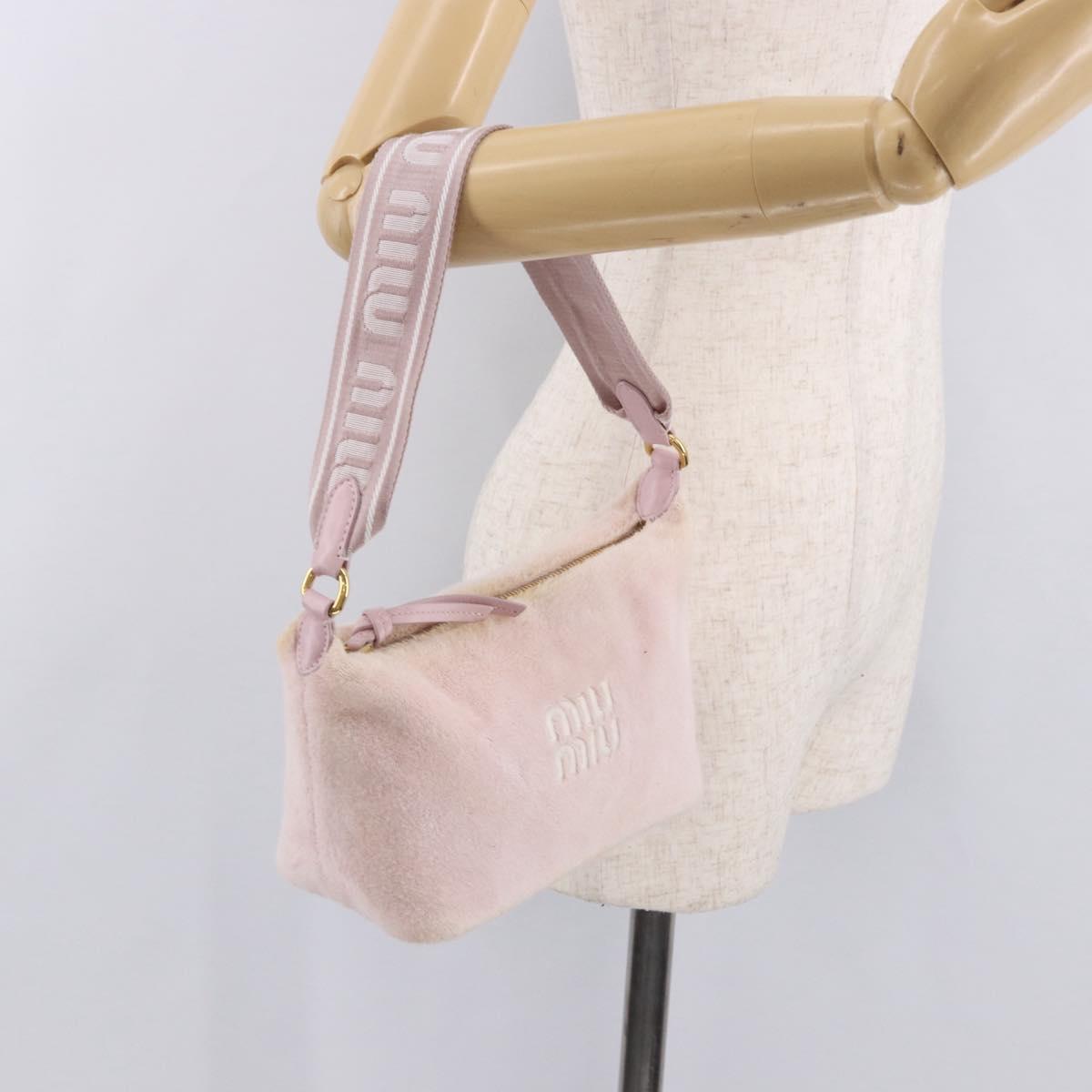 Miu Miu Hand Pouch Pile Pink Gold Auth 188807A