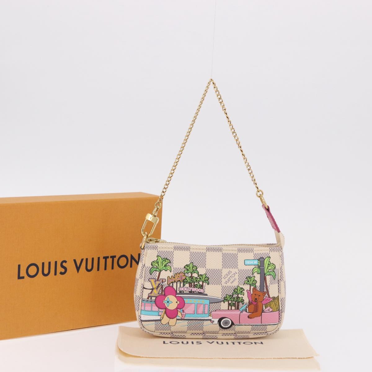 LOUIS VUITTON Damier Azur Vivienne Mini Pochette Accessoires N60487 Auth 188812SAM