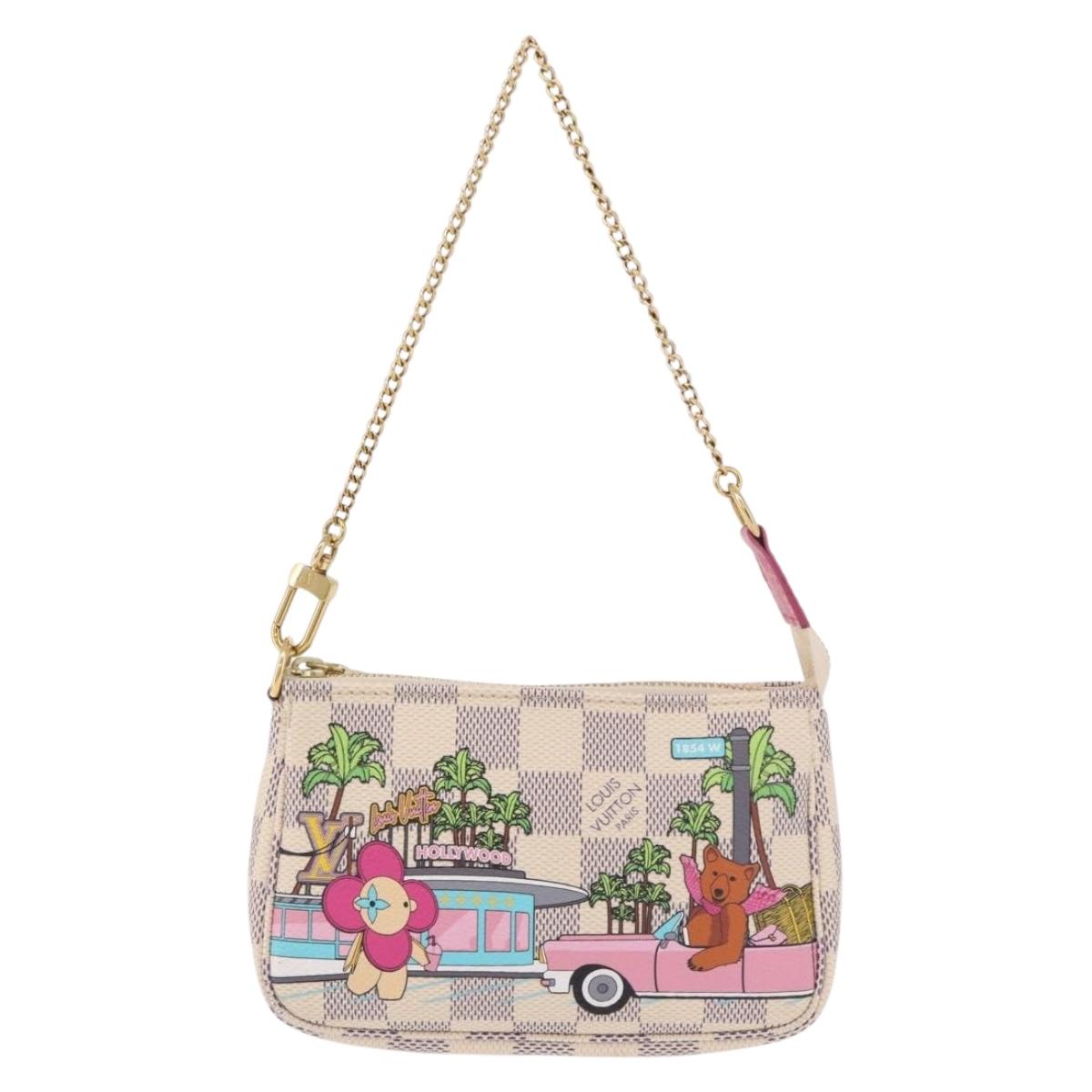 LOUIS VUITTON Damier Azur Vivienne Mini Pochette Accessoires N60487 Auth 188812SAM