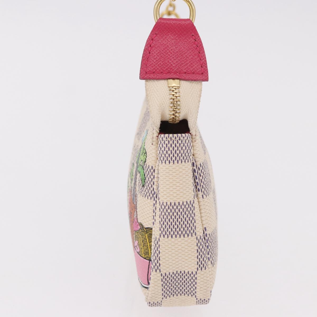 LOUIS VUITTON Damier Azur Vivienne Mini Pochette Accessoires N60487 Auth 188812SAM