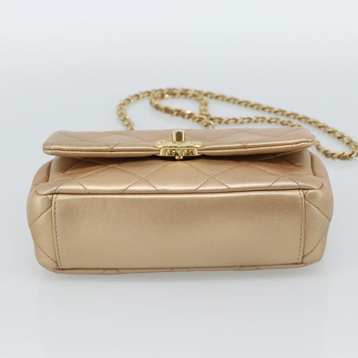 CHANEL Matelasse Chain Shoulder Bag Leather 2way Gold CC Auth 188813SM