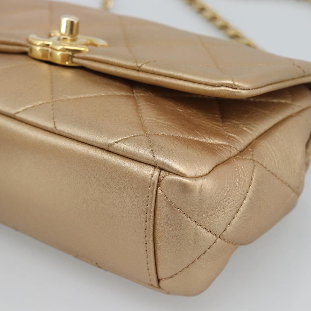 CHANEL Matelasse Chain Shoulder Bag Leather 2way Gold CC Auth 188813SM