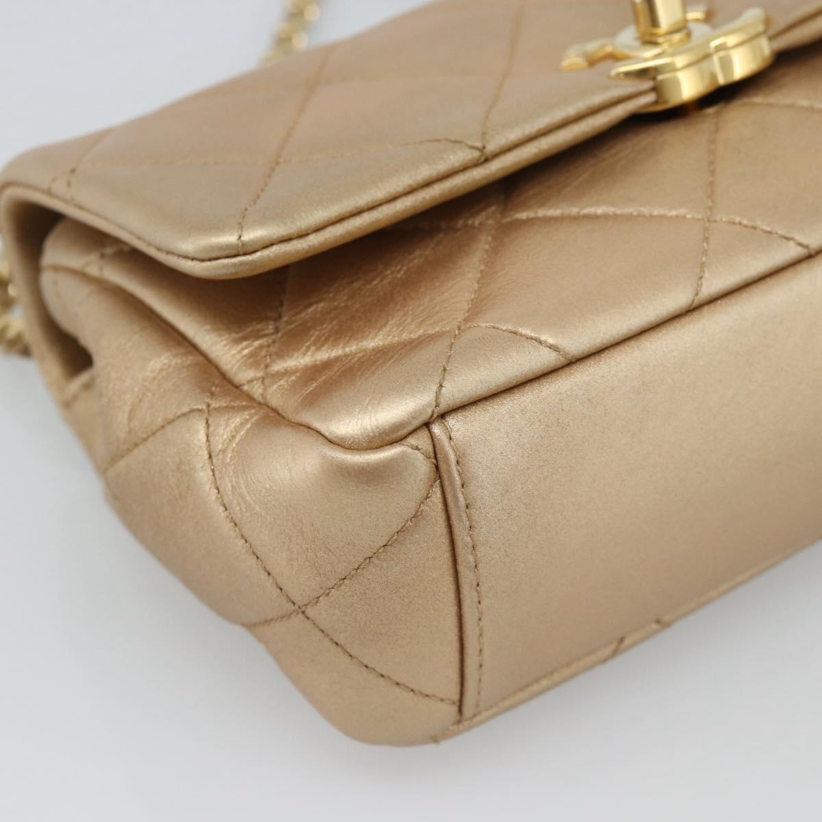 CHANEL Matelasse Chain Shoulder Bag Leather 2way Gold CC Auth 188813SM