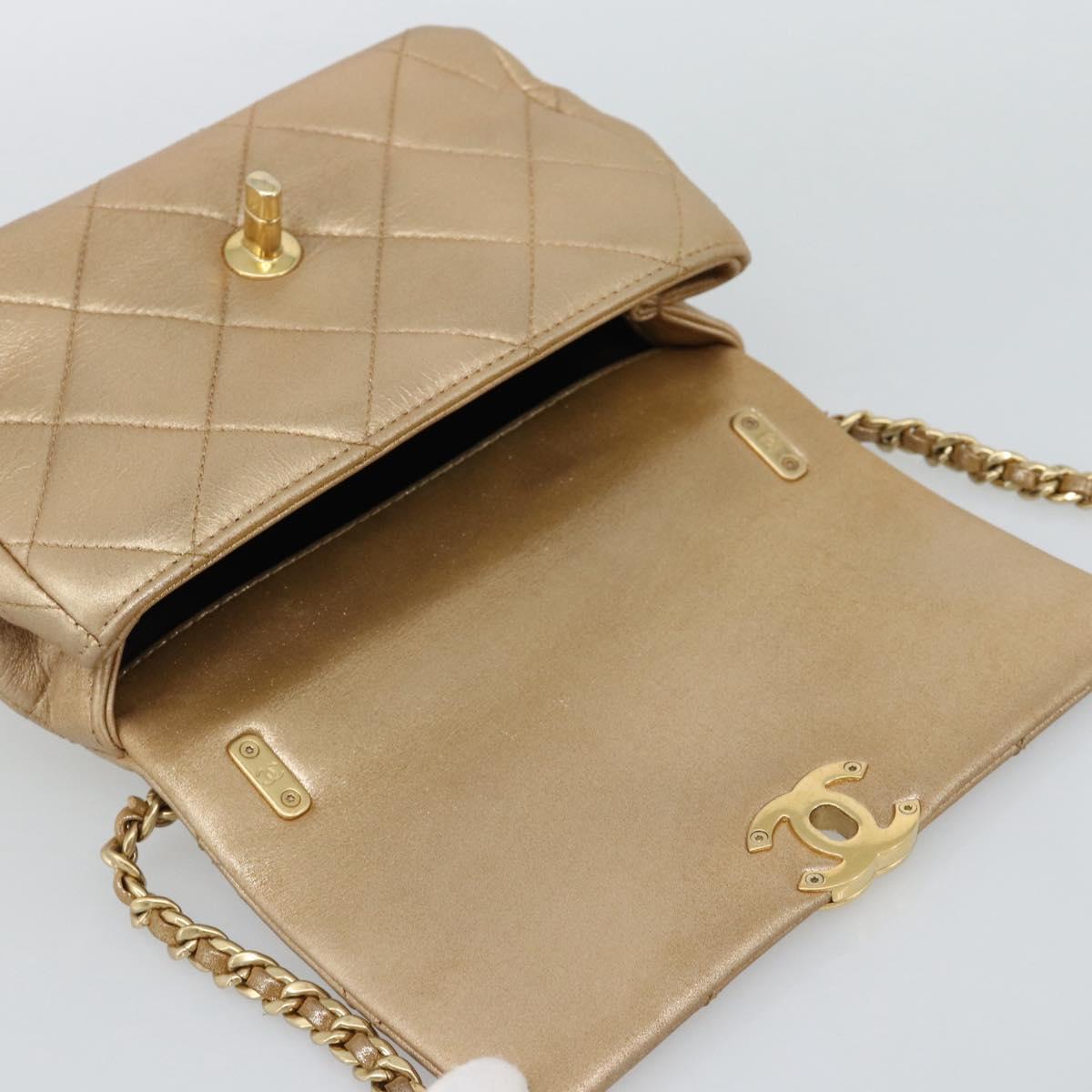 CHANEL Matelasse Chain Shoulder Bag Leather 2way Gold CC Auth 188813SM