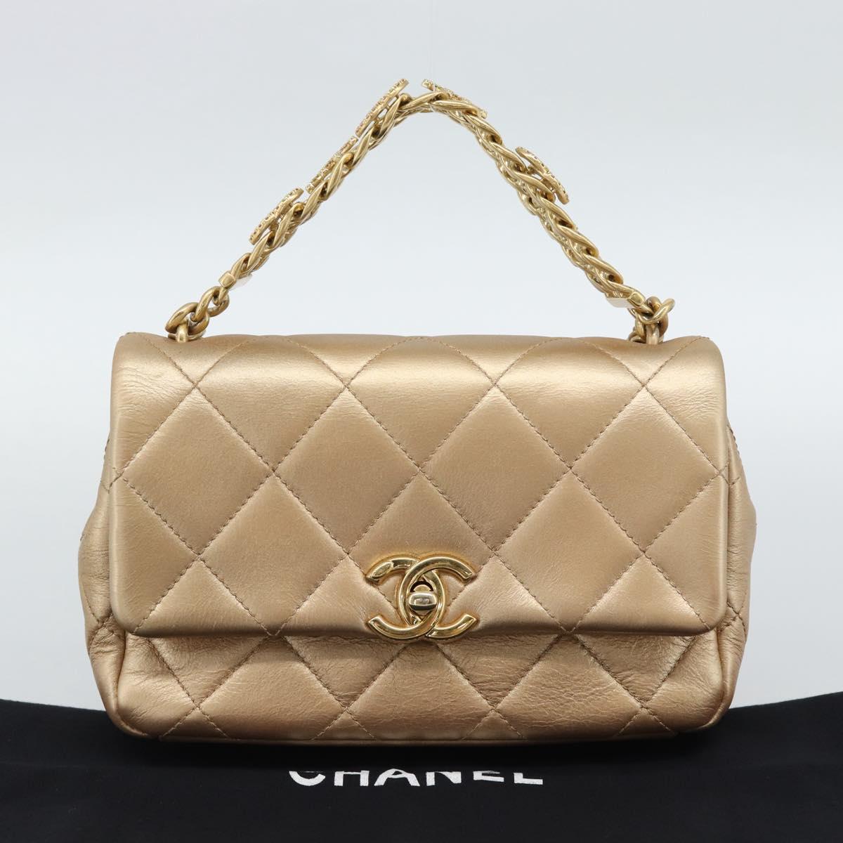 CHANEL Matelasse Chain Shoulder Bag Leather 2way Gold CC Auth 188813SM