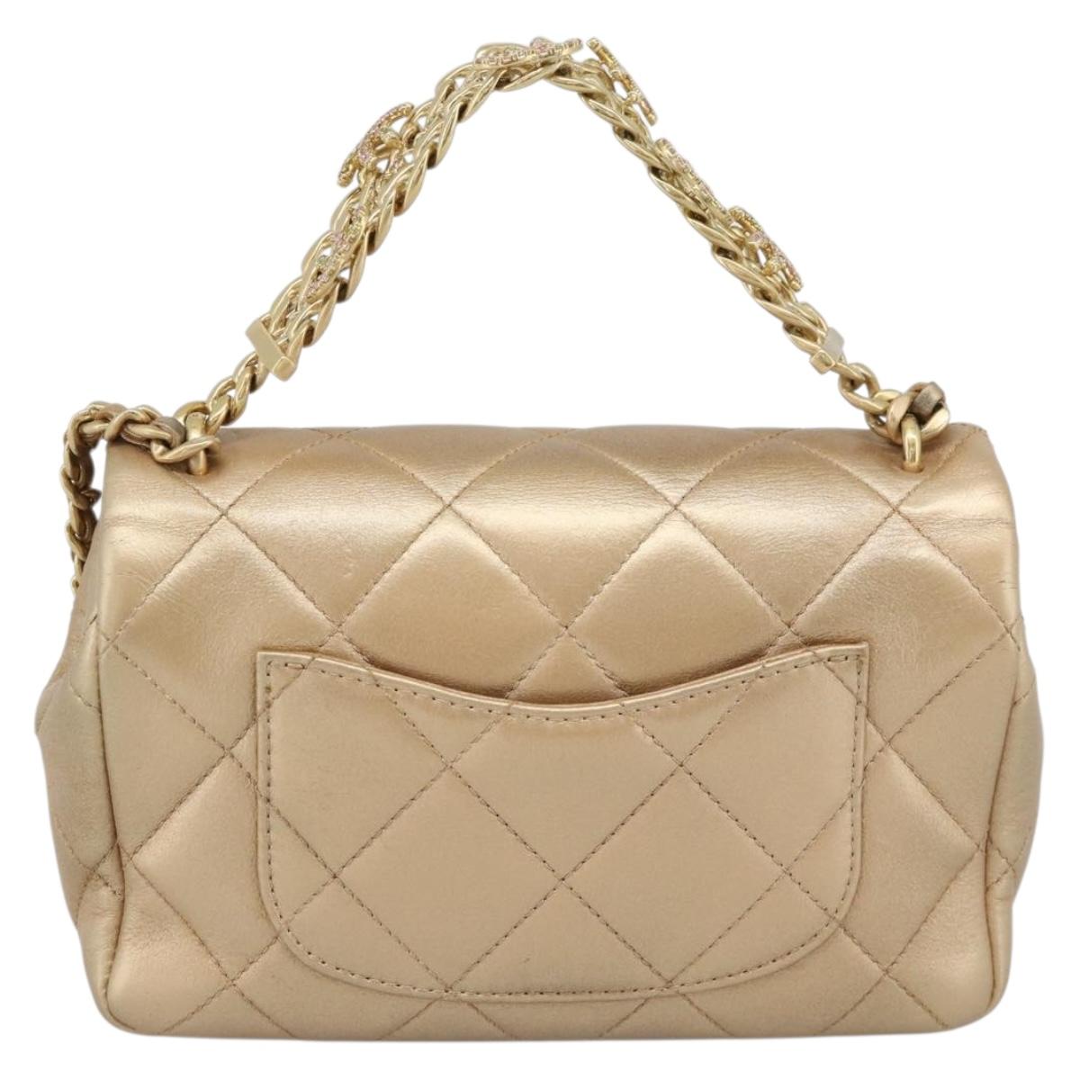 CHANEL Matelasse Chain Shoulder Bag Leather 2way Gold CC Auth 188813SM