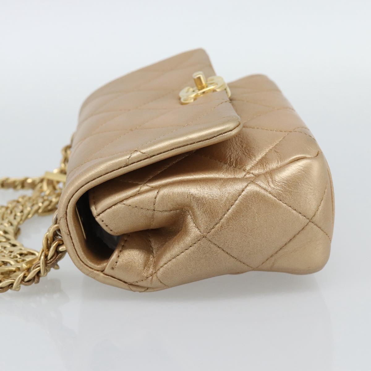 CHANEL Matelasse Chain Shoulder Bag Leather 2way Gold CC Auth 188813SM