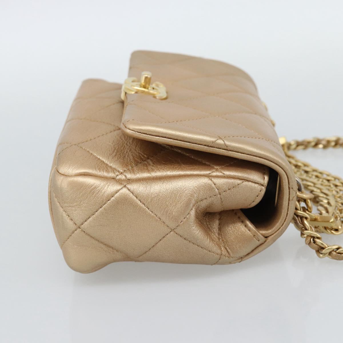 CHANEL Matelasse Chain Shoulder Bag Leather 2way Gold CC Auth 188813SM