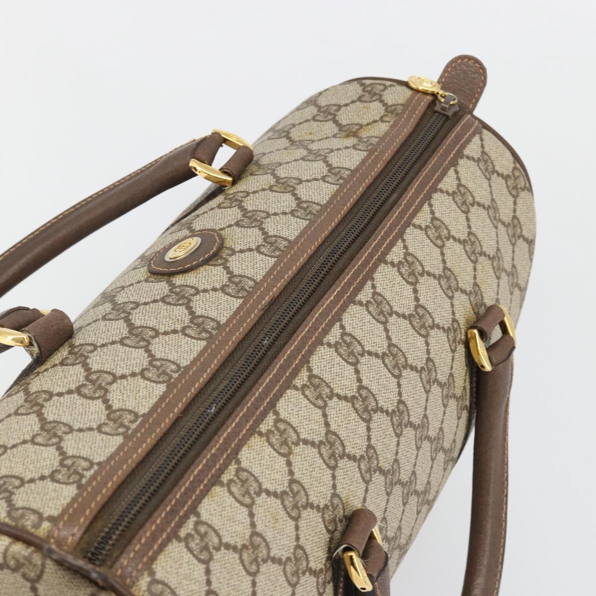 GUCCI GG Supreme Boston Bag PVC Beige Gold Auth 188821A