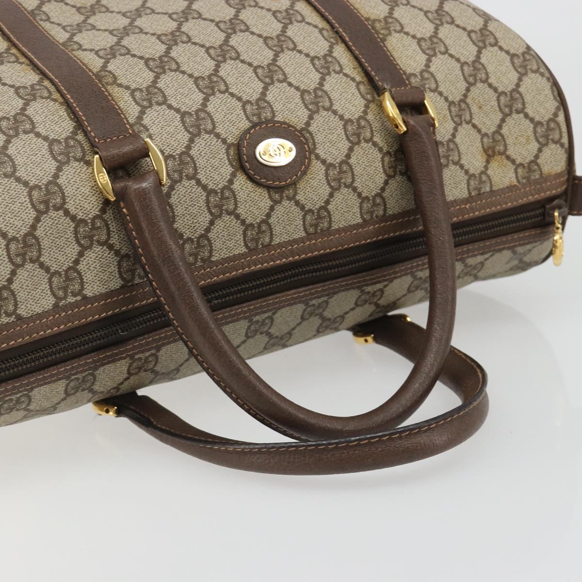 GUCCI GG Supreme Boston Bag PVC Beige Gold Auth 188821A