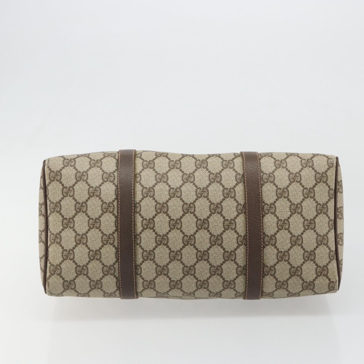 GUCCI GG Supreme Boston Bag PVC Beige Gold Auth 188821A