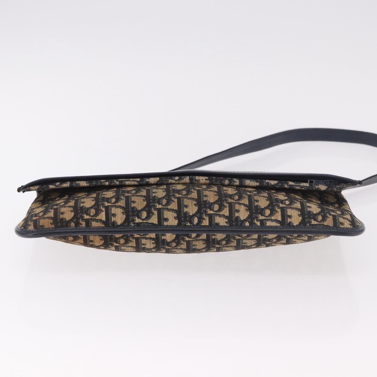 Christian Dior Trotter Canvas Hand Bag 2way Navy Gold Auth 188822