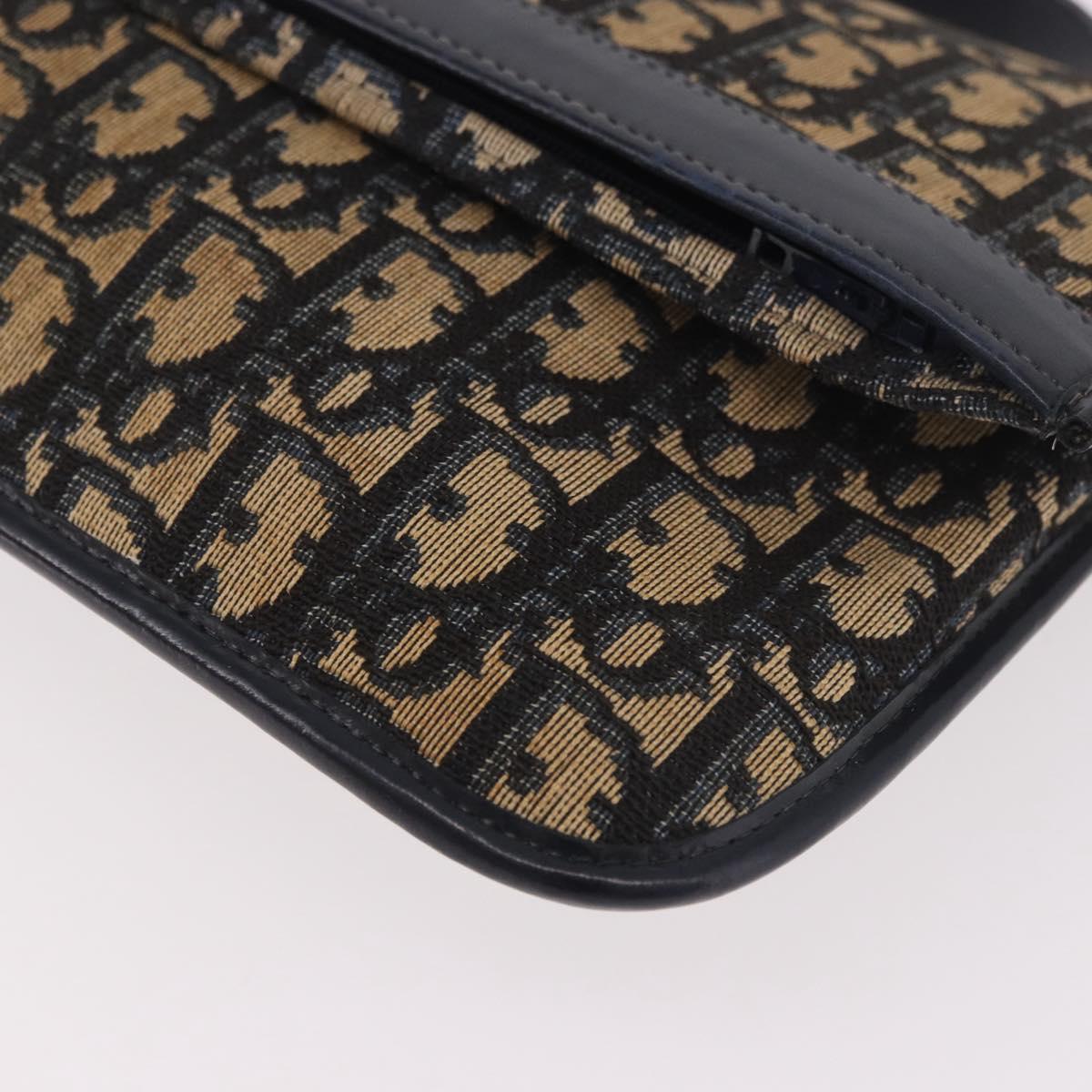 Christian Dior Trotter Canvas Hand Bag 2way Navy Gold Auth 188822