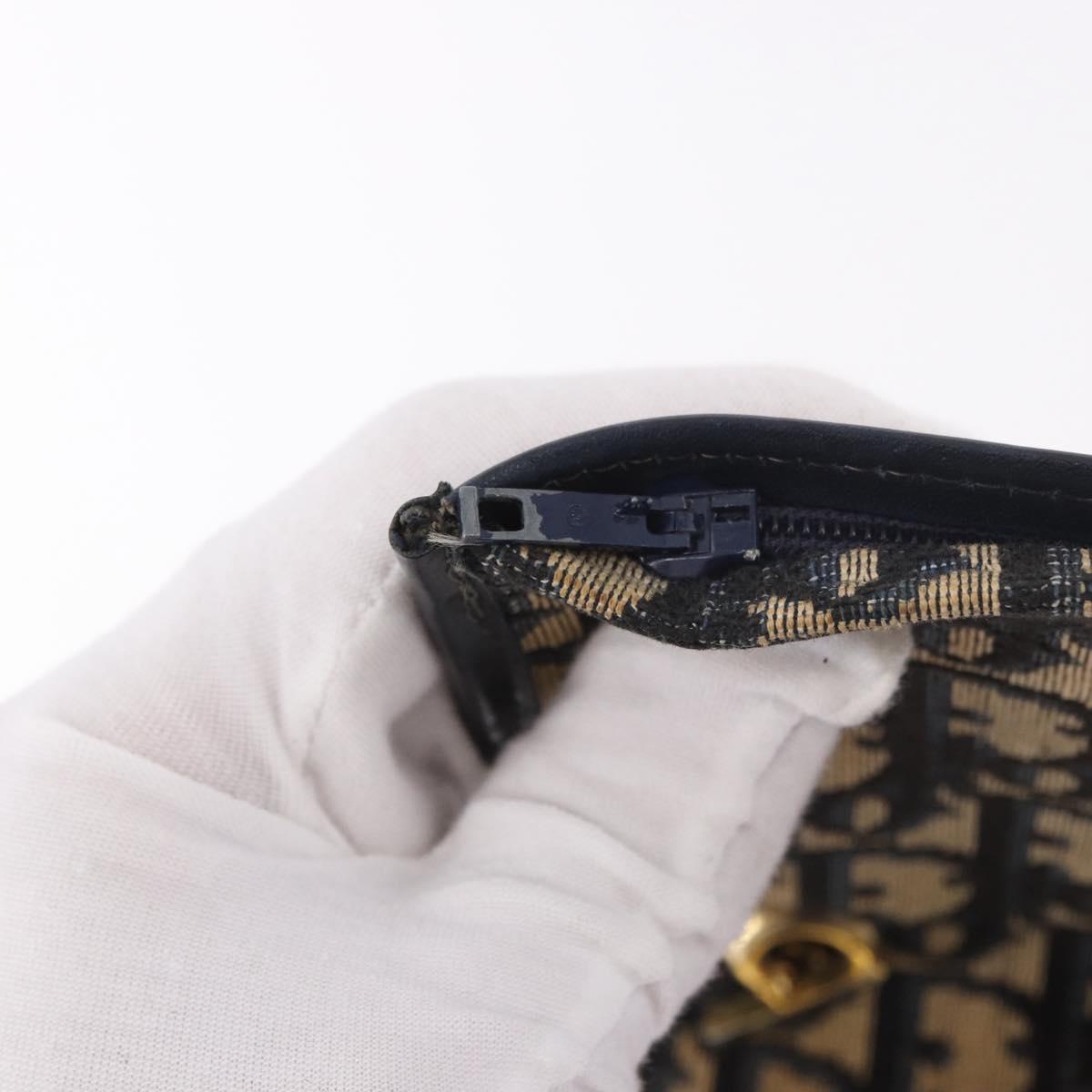 Christian Dior Trotter Canvas Hand Bag 2way Navy Gold Auth 188822