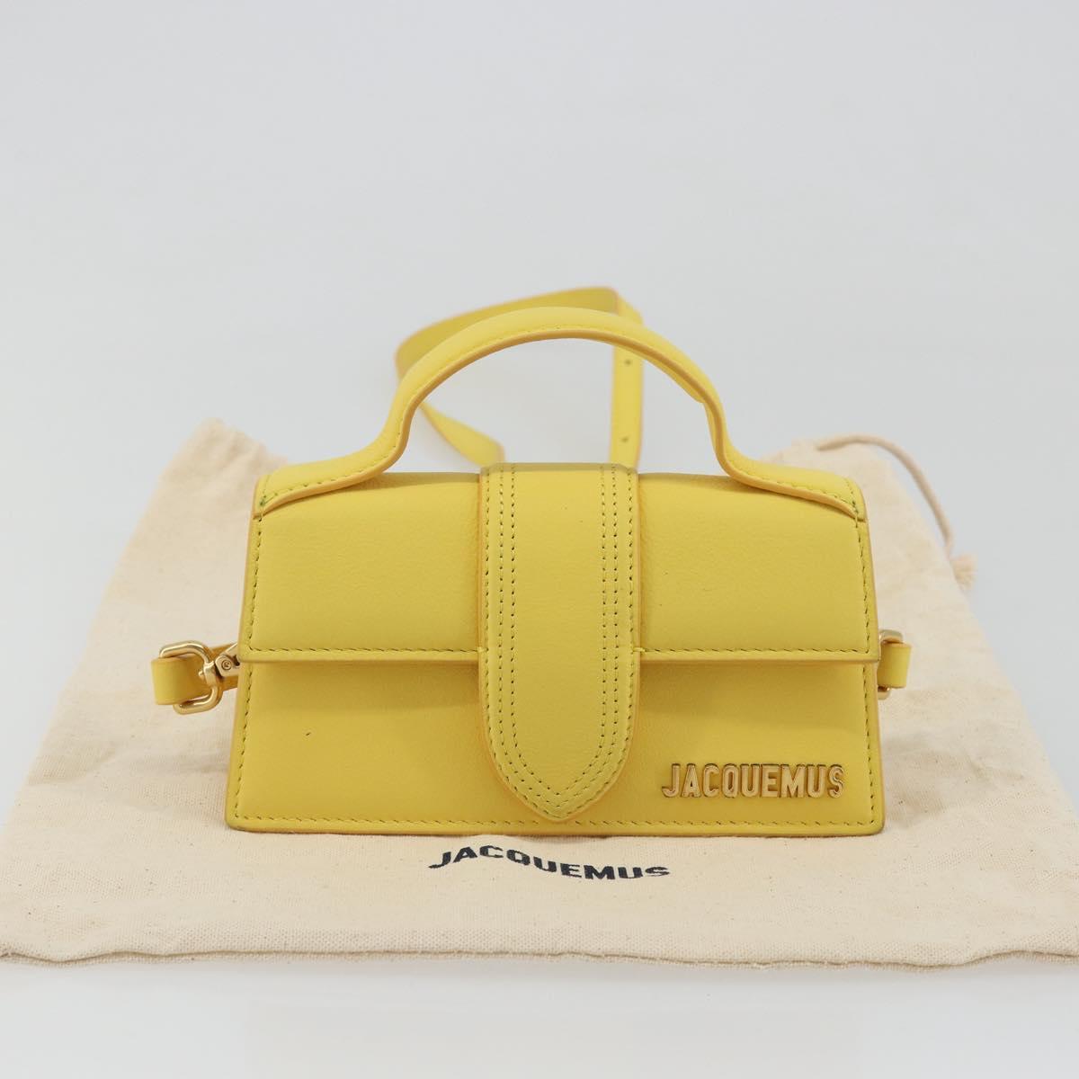 JACQUEMUS Hand Bag Leather 2way Yellow Gold Auth 188823M