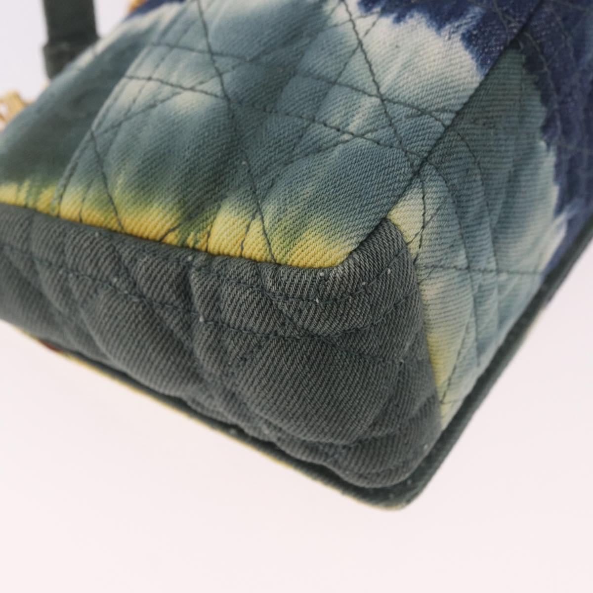 Christian Dior Cannage Miss Caro Chain Bag Canvas Navy Gold Auth 188825SAM