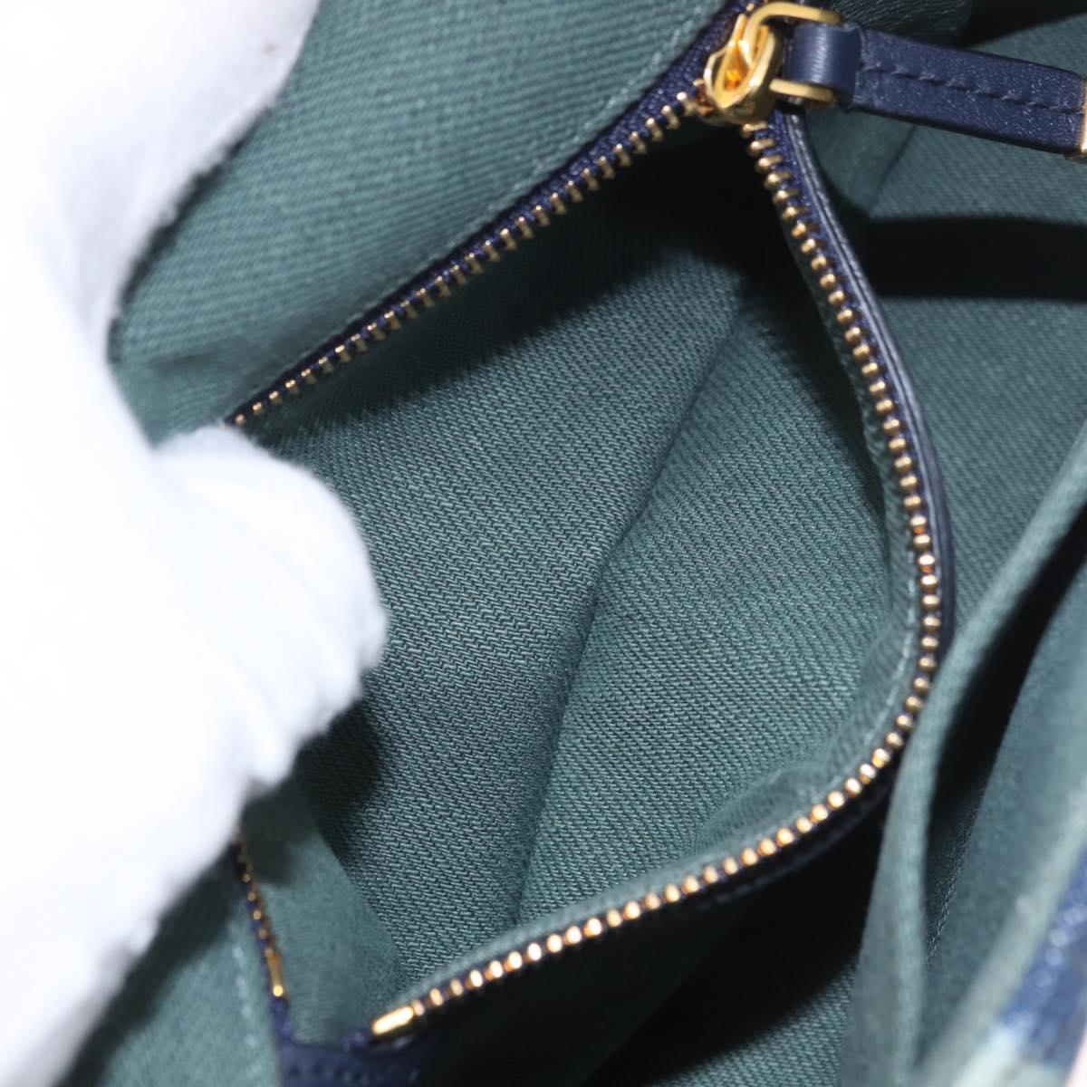 Christian Dior Cannage Miss Caro Chain Bag Canvas Navy Gold Auth 188825SAM