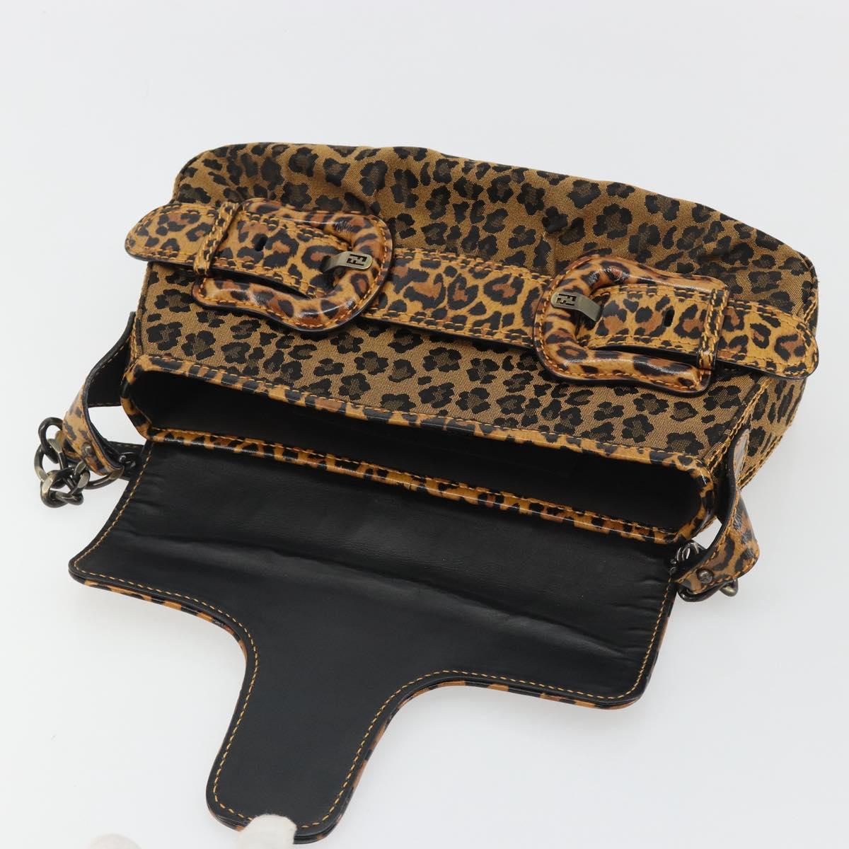 FENDI Shoulder Bag Canvas Brown Gold Auth 188835SAM