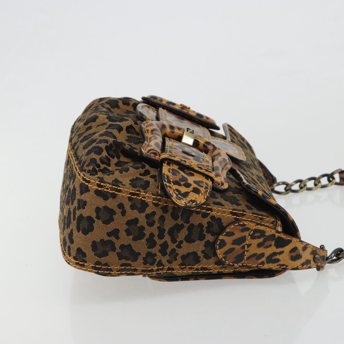 FENDI Shoulder Bag Canvas Brown Gold Auth 188835SAM