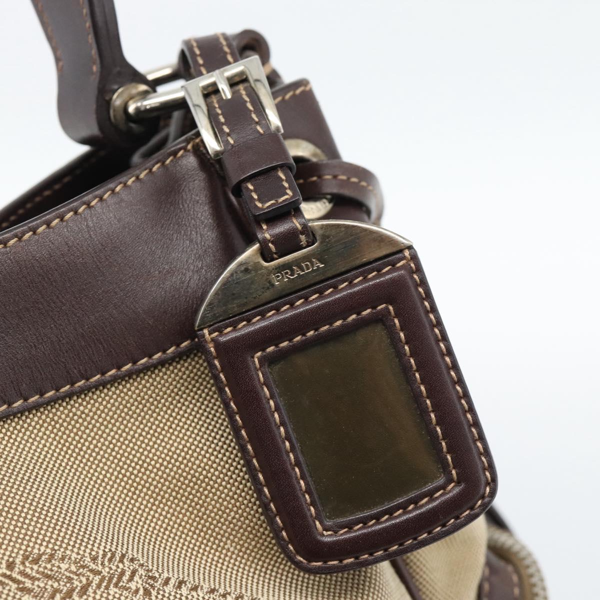 PRADA Jacquard Shoulder Bag Canvas Beige Gold Auth 188837SAM