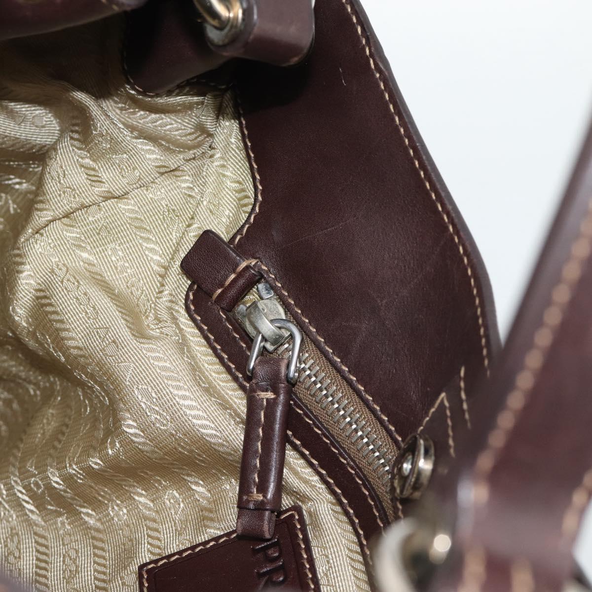 PRADA Jacquard Shoulder Bag Canvas Beige Gold Auth 188837SAM