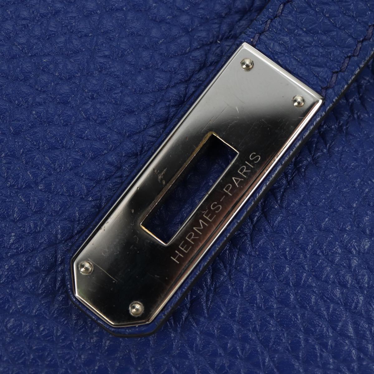 HERMES Birkin 35 Hand Bag Taurillon Leather Blue Silver Auth 188839SM