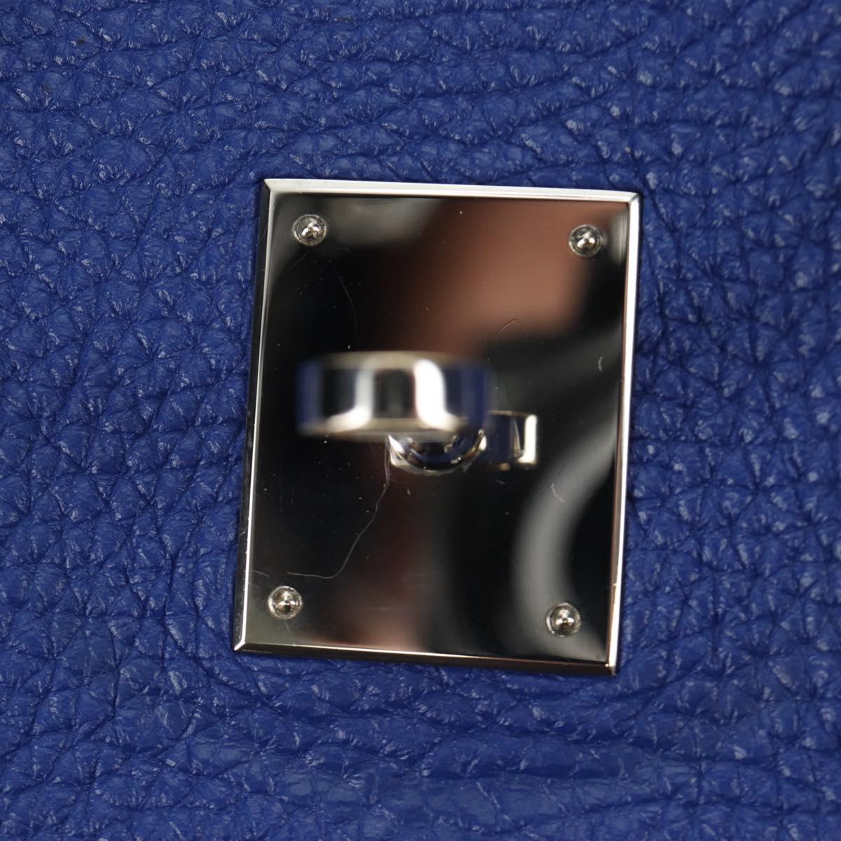 HERMES Birkin 35 Hand Bag Taurillon Leather Blue Silver Auth 188839SM