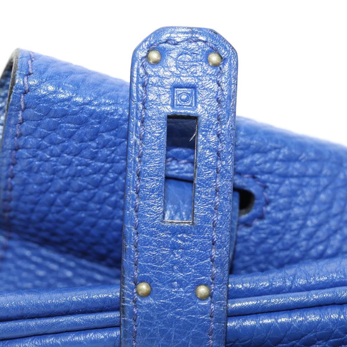 HERMES Birkin 35 Hand Bag Taurillon Leather Blue Silver Auth 188839SM