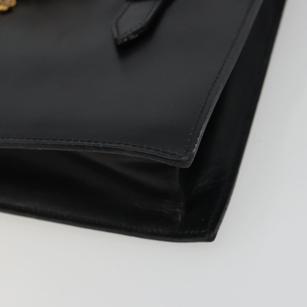CELINE Hand Bag Leather Black Gold Auth 188840V