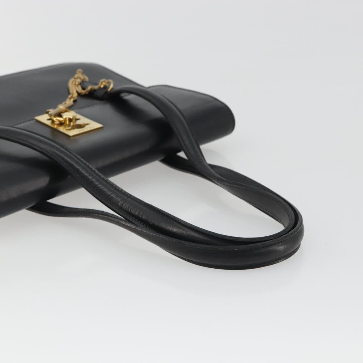 CELINE Hand Bag Leather Black Gold Auth 188840V