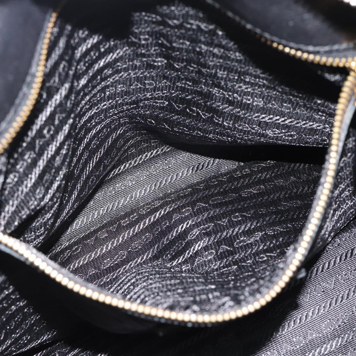 PRADA Gathered Hand Bag Leather 2way Black Gold Auth 188842V