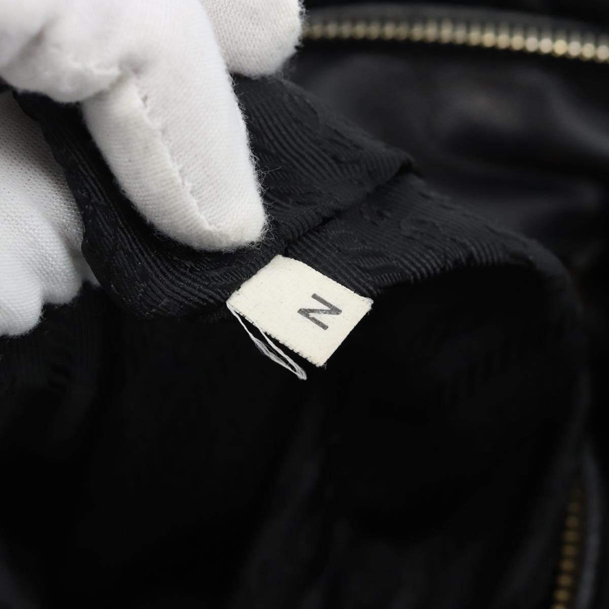 PRADA Gathered Hand Bag Leather 2way Black Gold Auth 188842V